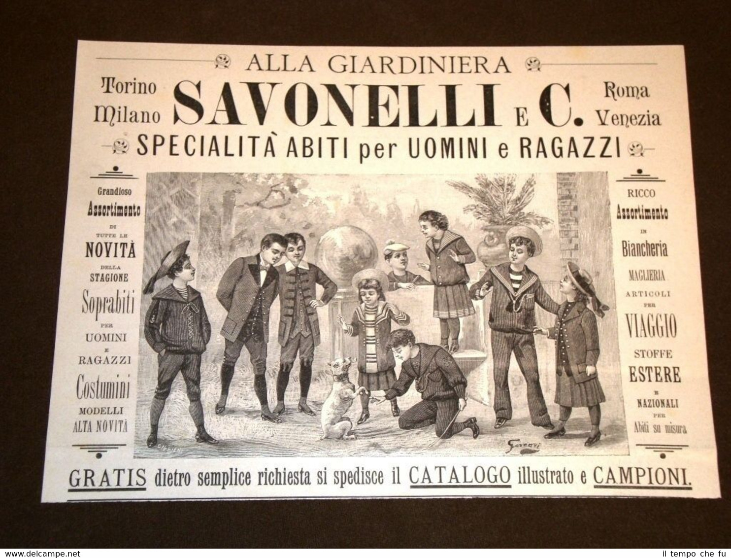 Pubblicità dei primi del 1900 Giardiniera Savonelli Abiti per uomini …