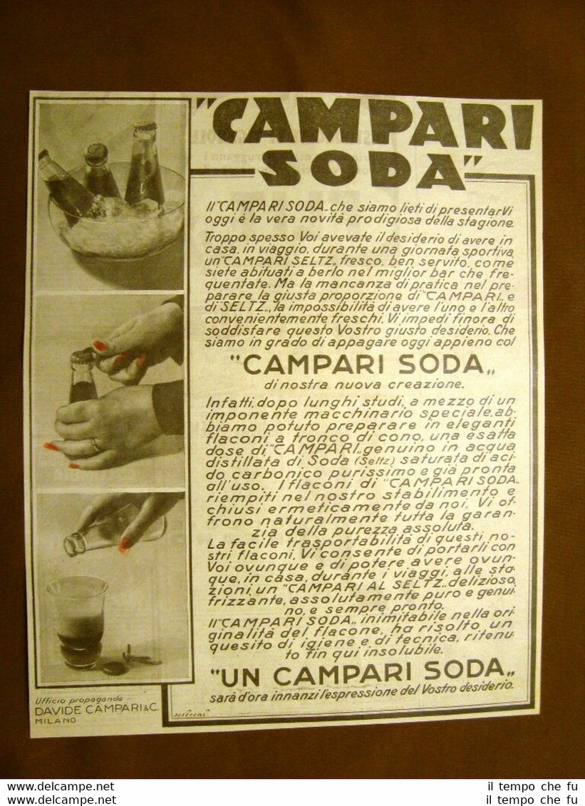 Pubblicità dei primi del '900 Campari Soda La vera novità …