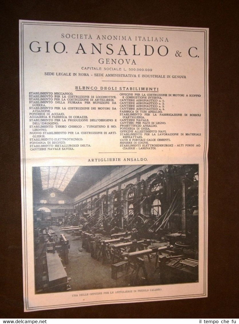 Pubblicità dei primi del '900 Gio. Ansaldo di Genova + …