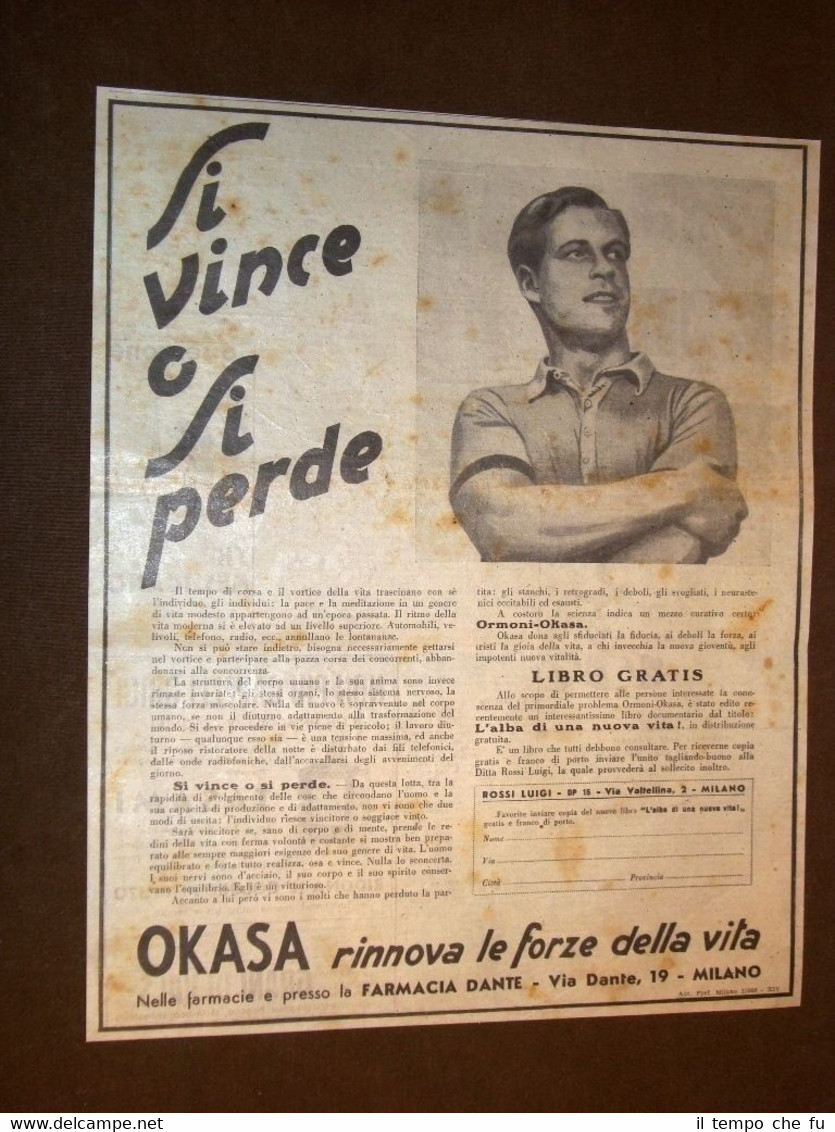 Pubblicità dei primi del '900 Il ricostituente Okasa nelle Farmacie …