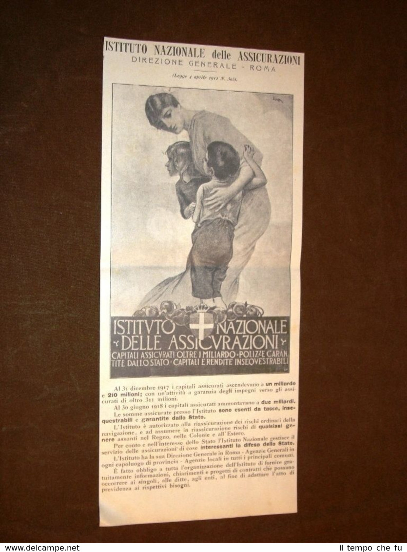 Pubblicità dei primi del '900 Istituto Nazionale delle Assicurazioni