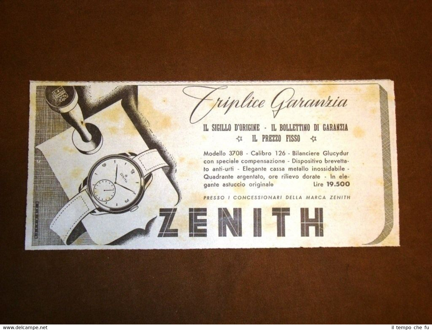 Pubblicità dei primi del '900 Orologio da polso Zenith Modello …