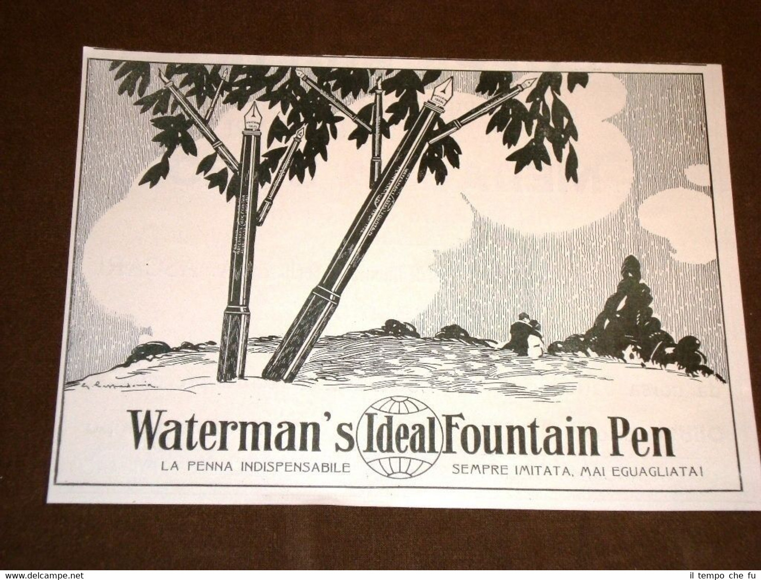 Pubblicità dei primi del '900 Penna stilografica Waterman's Ideal Fountain …