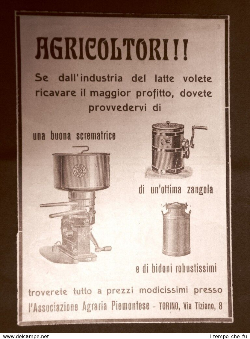 Pubblicità dei primi del 900 Scrematrice, zangola e bidoni per …