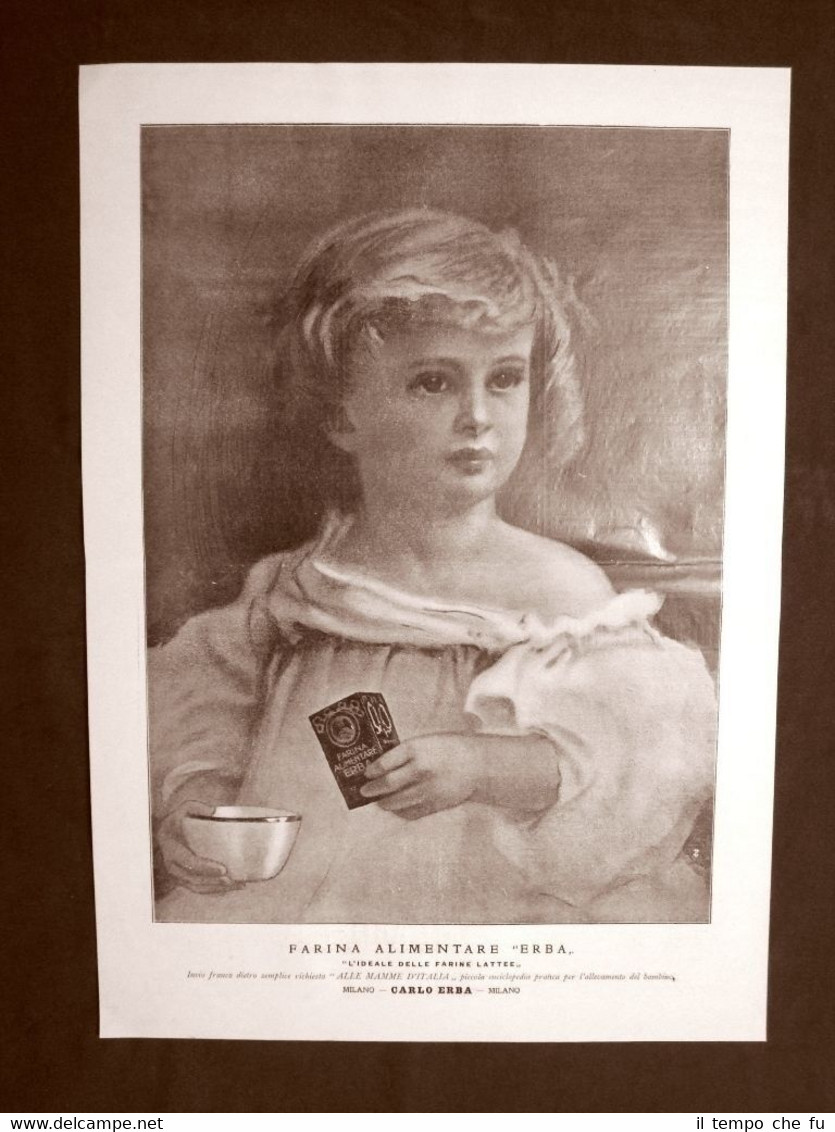 Pubblicità del 1910 Per le mamme d'Italia Farina alimentare Carlo …