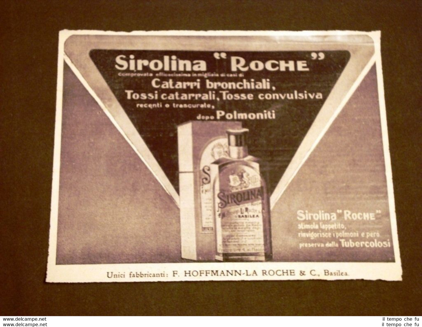 Pubblicità del 1911 Per Collezionisti Sirolina Roche Hoffmann La Roche …