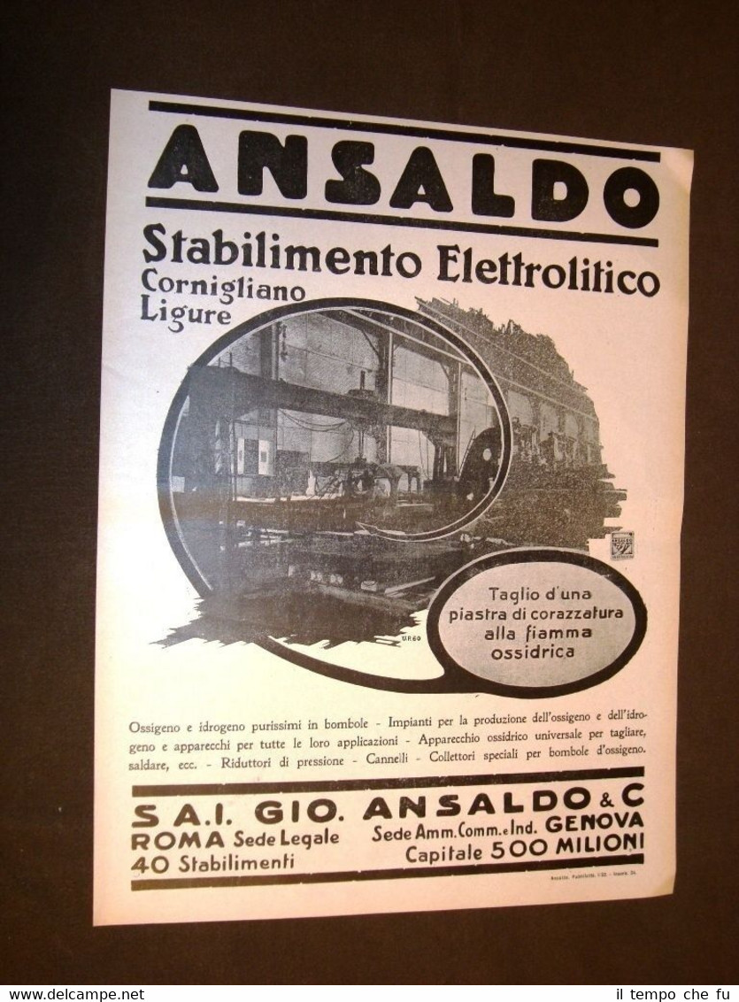 Pubblicità del 1920 Acciaierie e fonderie d'acciaio Ansaldo Tema #011