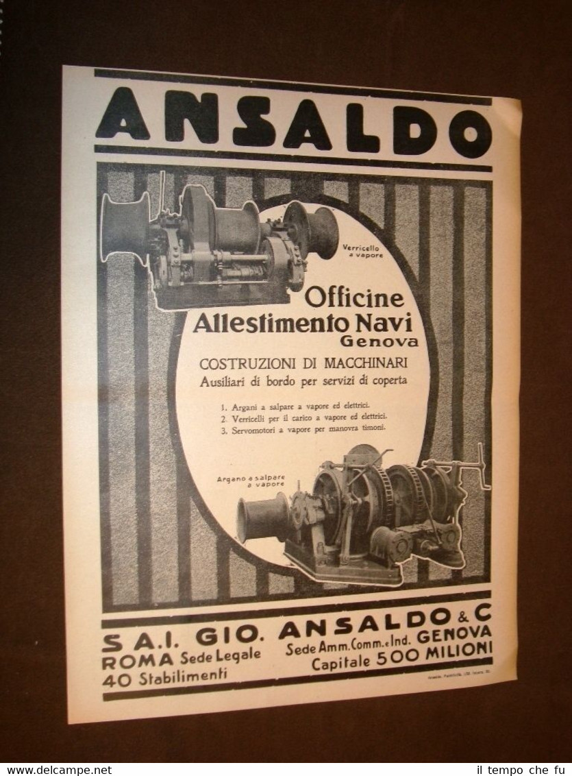 Pubblicità del 1920 Acciaierie e fonderie d'acciaio Ansaldo Tema #013