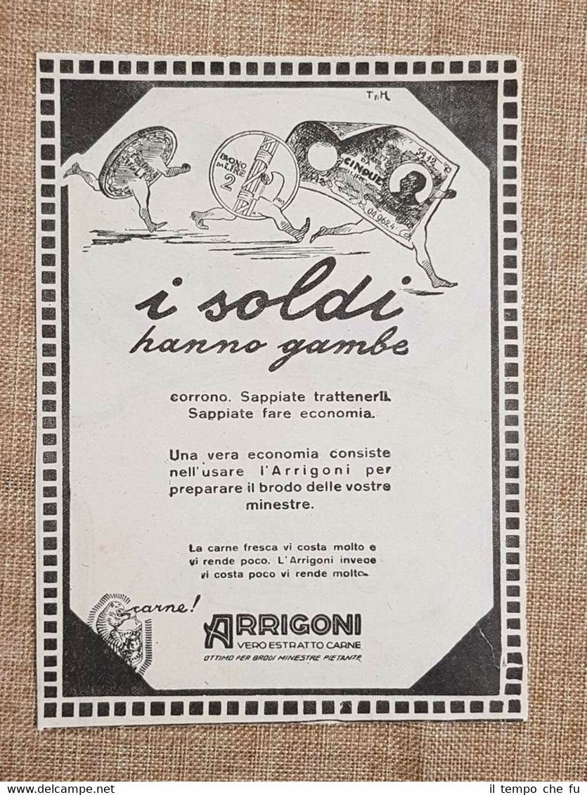 Pubblicità del 1926 Vero estratto di carne Arrigoni