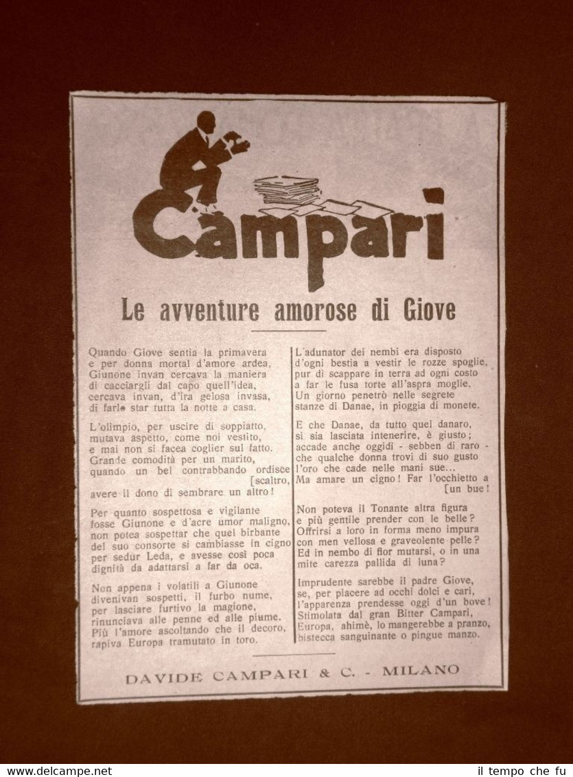 Pubblicità del 1929 Campari Avventure Amorose di Giove Davide Campari …