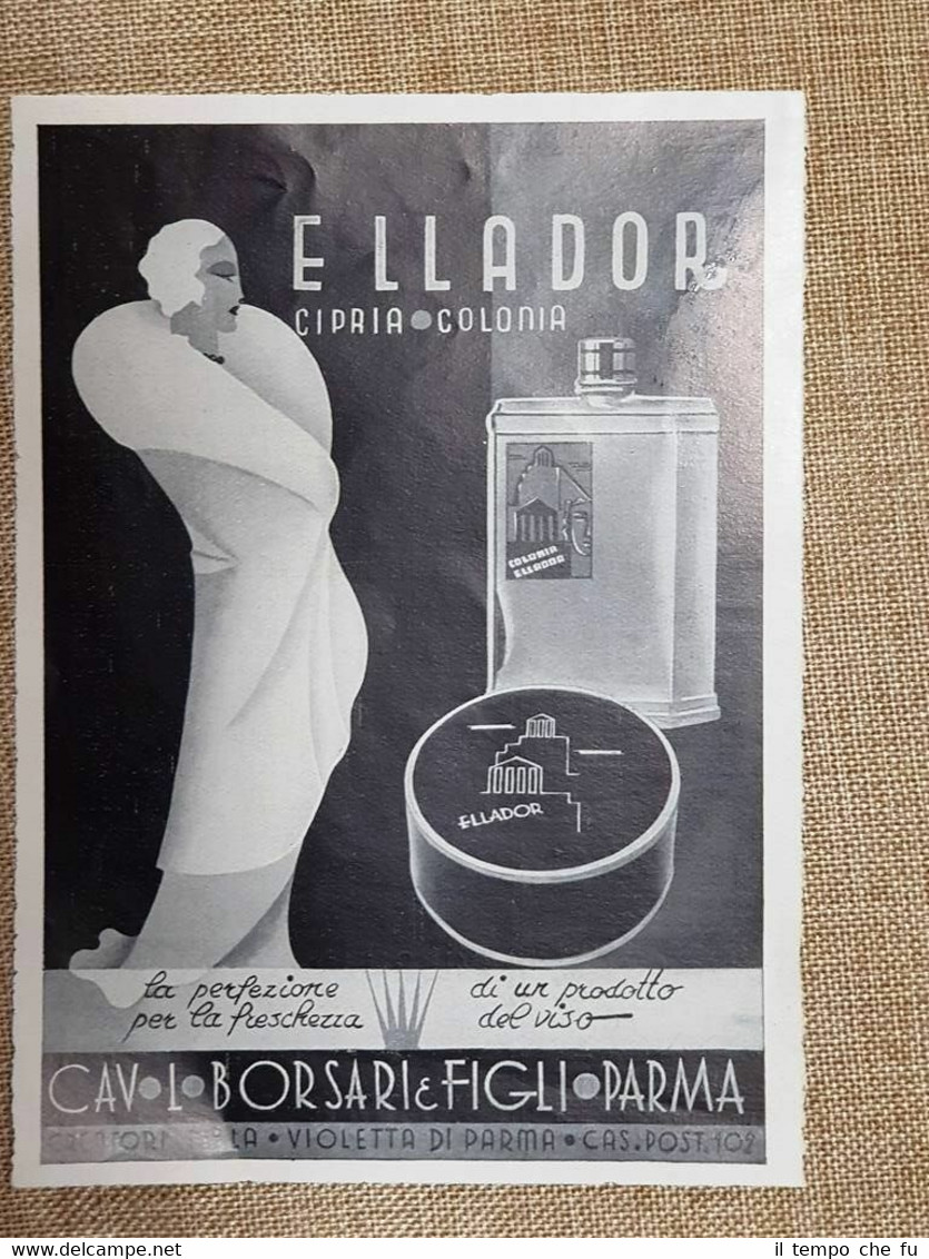 Pubblicità del 1935 Ellador Cipria colonia Violetta Borsari & Figli …