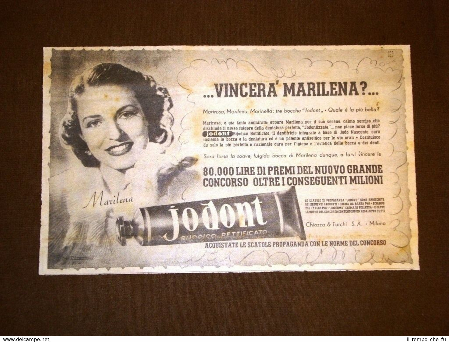 Pubblicità del 1941 Dentifricio Jodont Chiozza & Turchi S.A. Milano …