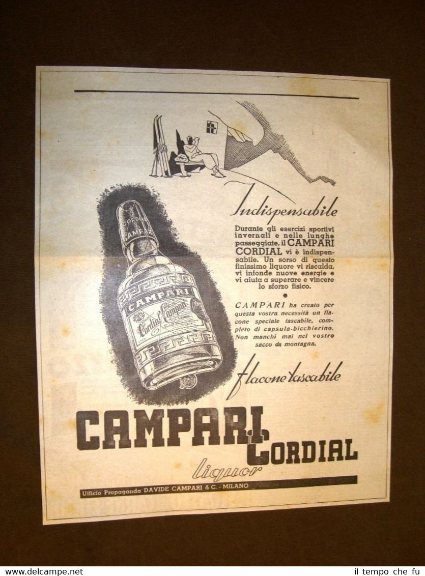 Pubblicità del 1942 Liquore Cordial Campari Davide & C.Campari Milano …