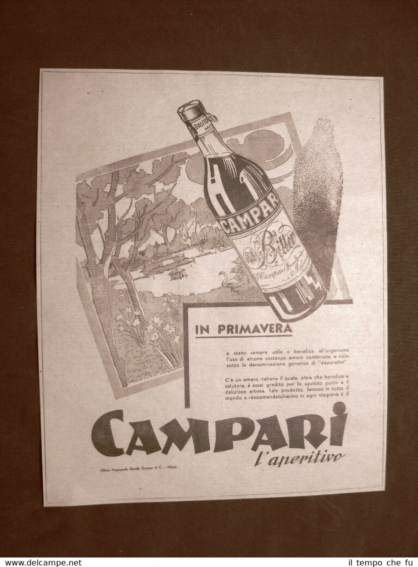 Pubblicità del 1945 Aperitivo Campari In primavera… Davide Campari Milano