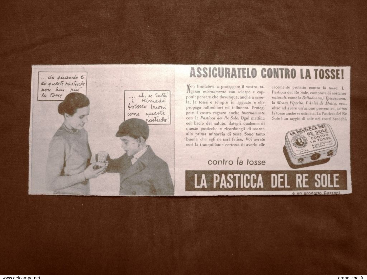 Pubblicità del 1952 La Pasticca del Re Sole Contro la …