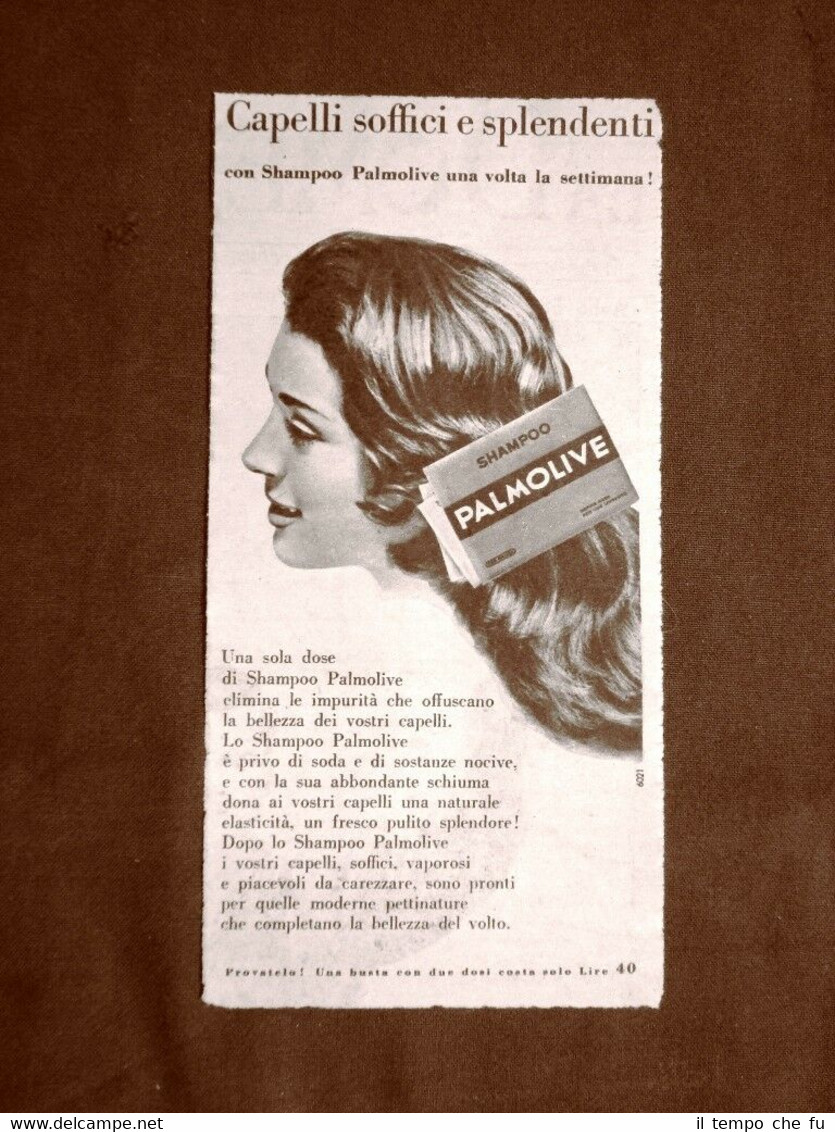 Pubblicità del 1956 Shampoo Palmolive Capelli soffici e splendenti