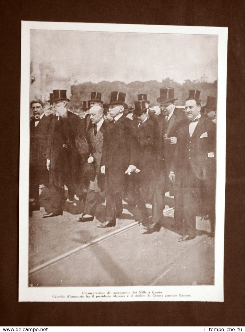 Quarto 1915 Inaugurazione monumento Mille D'Annunzio Marcora Massone e Milano