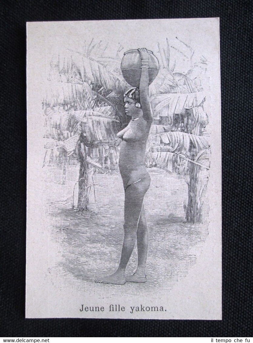 Ragazza yakoma - Ubangi-Sciari, Africa centrale Incisione del 1894