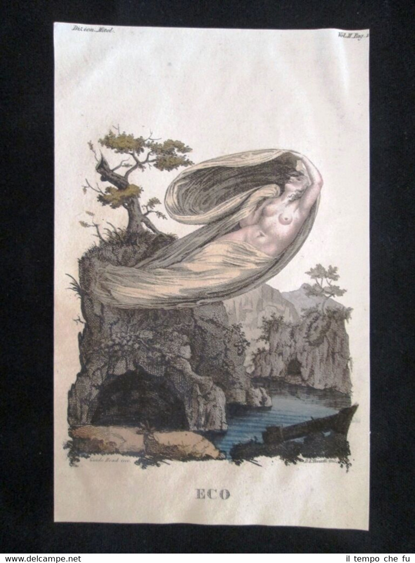 Rappresentazione di Eco Incisione colorata a mano del 1820 Mitologia …