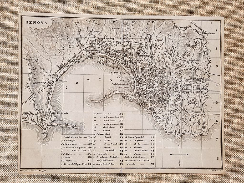 Rara pianta topografica di Genova Anno 1873 Artaria di Ferdinando …