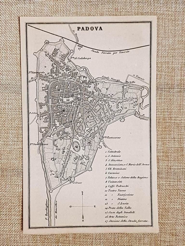 Rara pianta topografica di Padova Anno 1873 Artaria di Ferdinando …