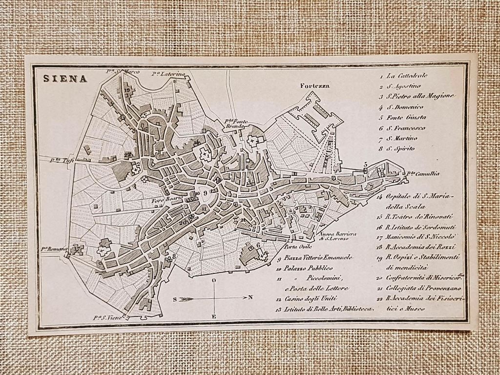Rara pianta topografica di Siena Anno 1873 Artaria di Ferdinando …