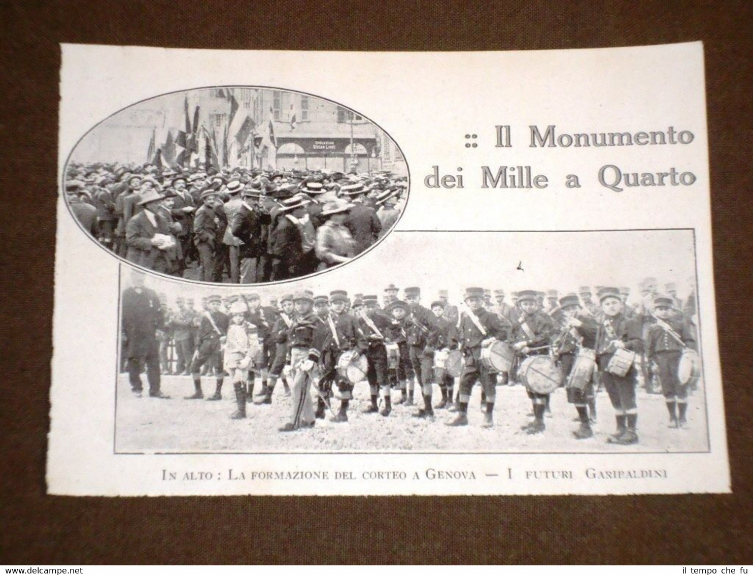 Rara stampa dei primi del 1900 Monumento Quarto Mille Genova …