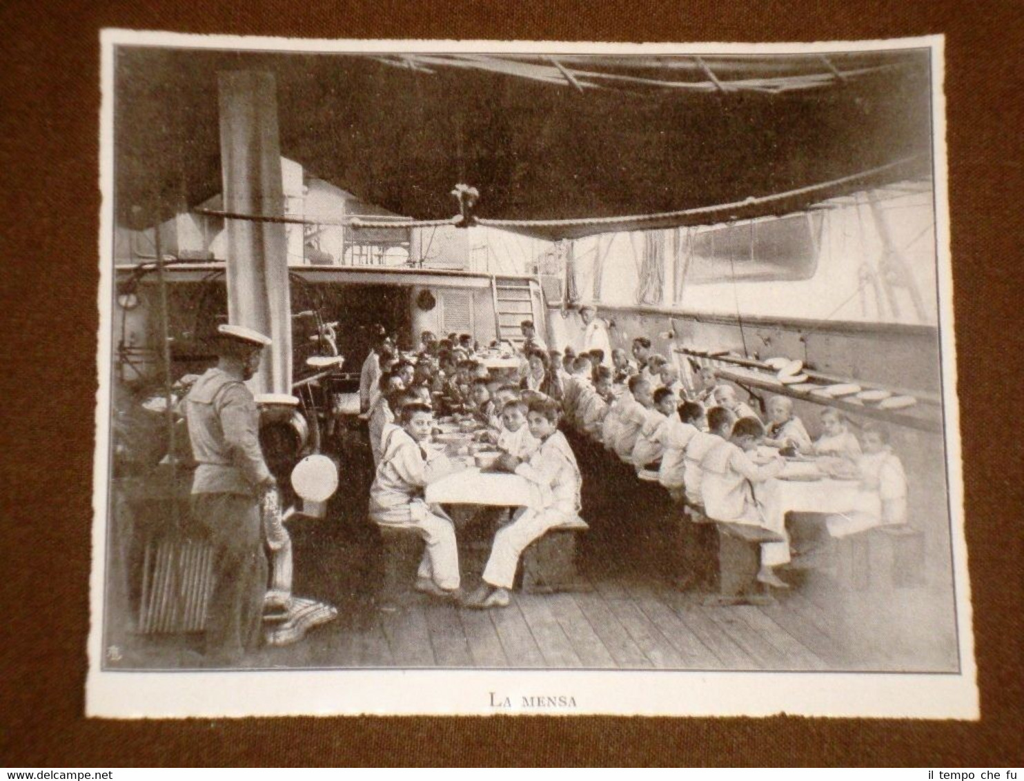 Rara stampa dei primi del 1900 Napoli Nave scuola Caracciolo …