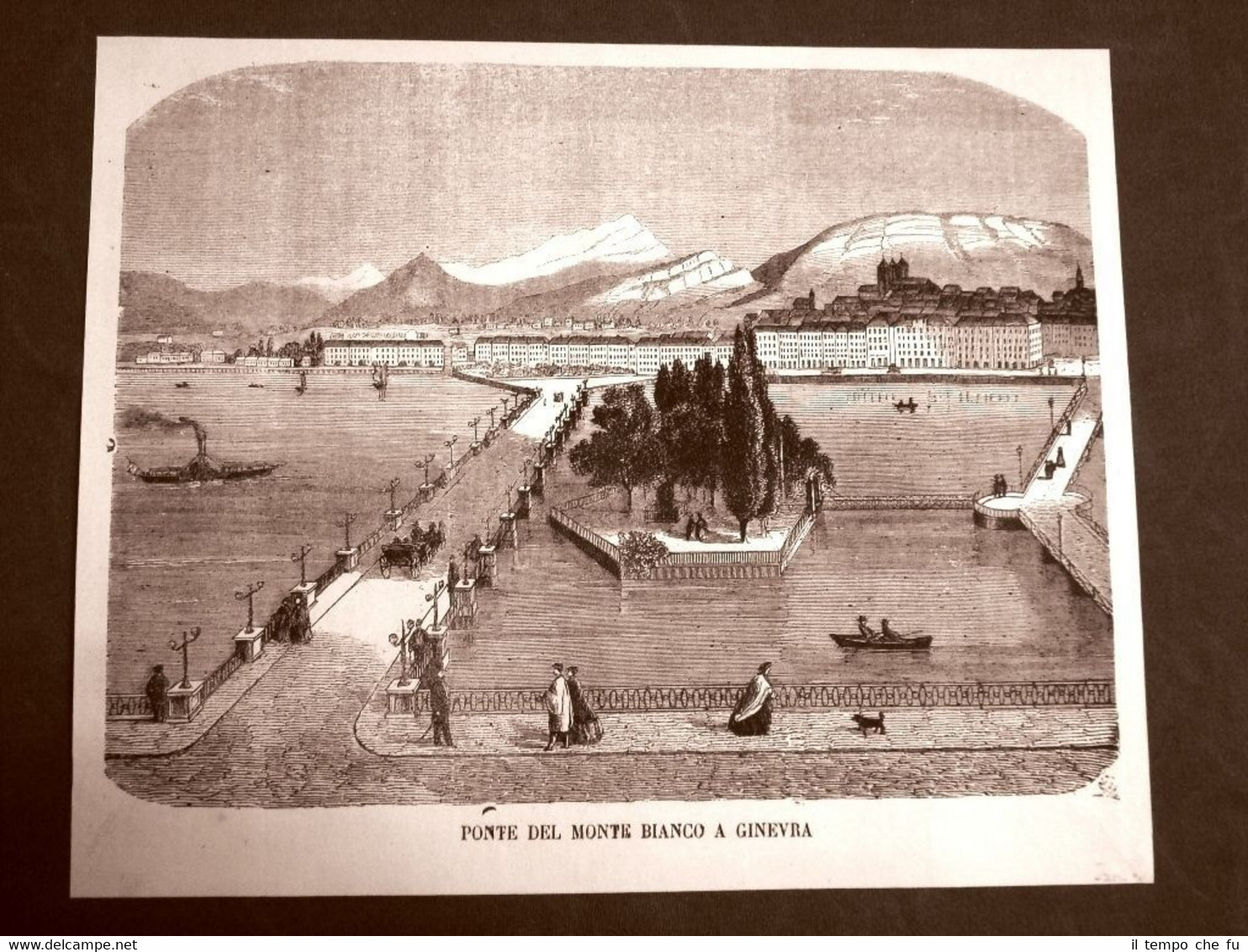 Rara veduta del Monte Bianco a Ginevra nel 1865 Svizzera