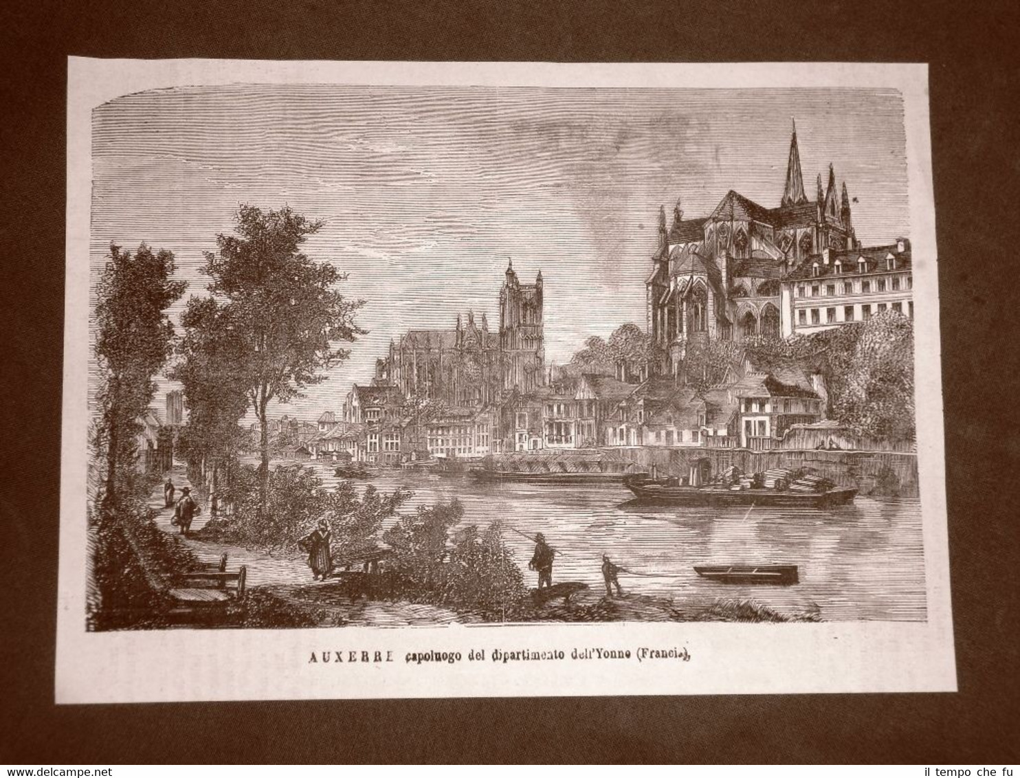 Rara veduta di Auxerre del 1866 Capoluogo della Yonne Borgogna …