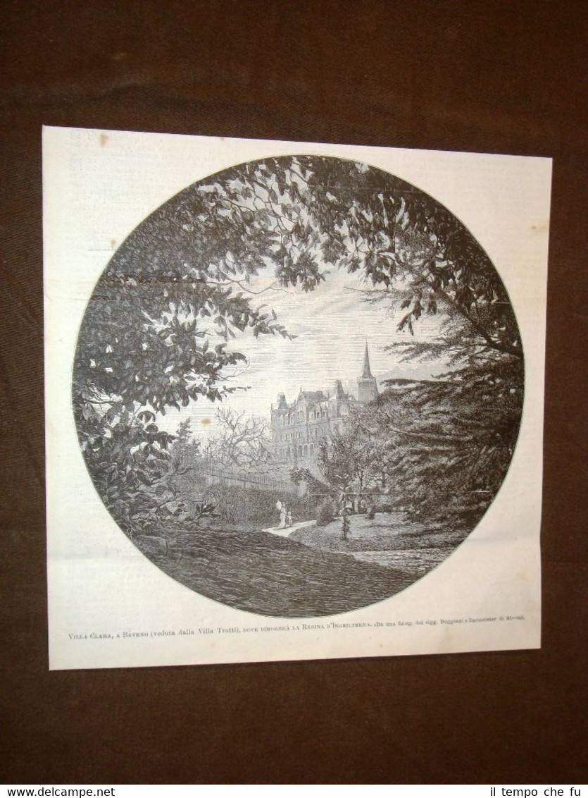 Rara veduta di Baveno nel 1879 Villa Clara Residenza Regina …