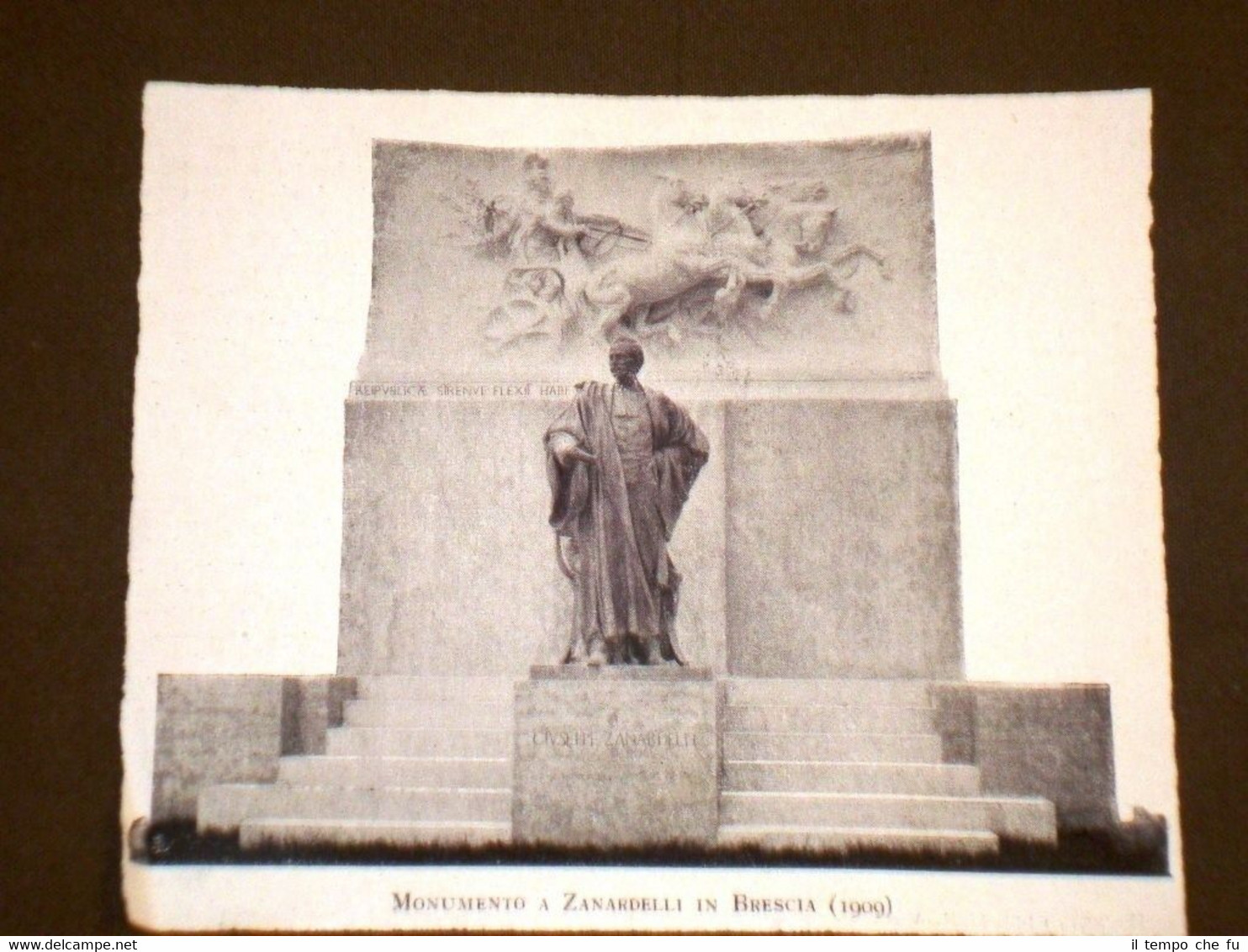 Rara veduta di Brescia del 1909 Monumento a Zanardelli