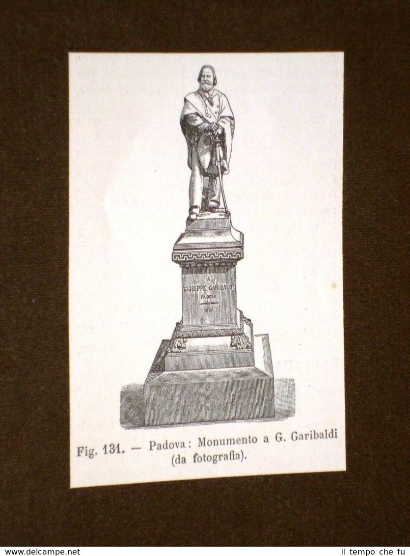 Rara veduta di fine '800 Padova - Monumento a Giuseppe …