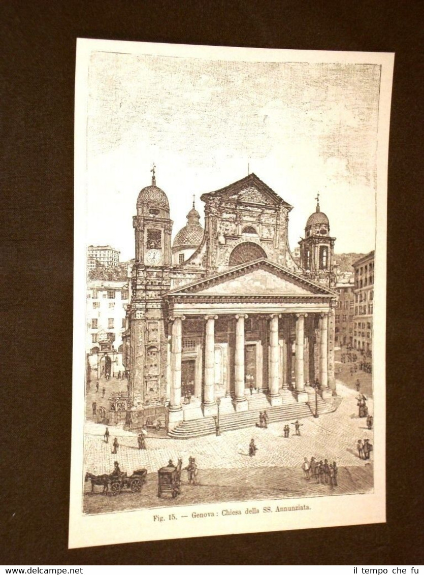 Rara veduta di Genova di fine 800 Chiesa della Santissima …