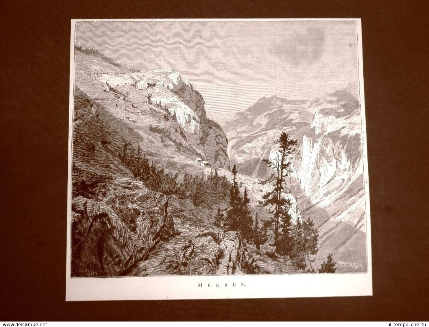 Rara veduta di Mürren o Murren nel 1877 Lauterbrunnen Svizzera