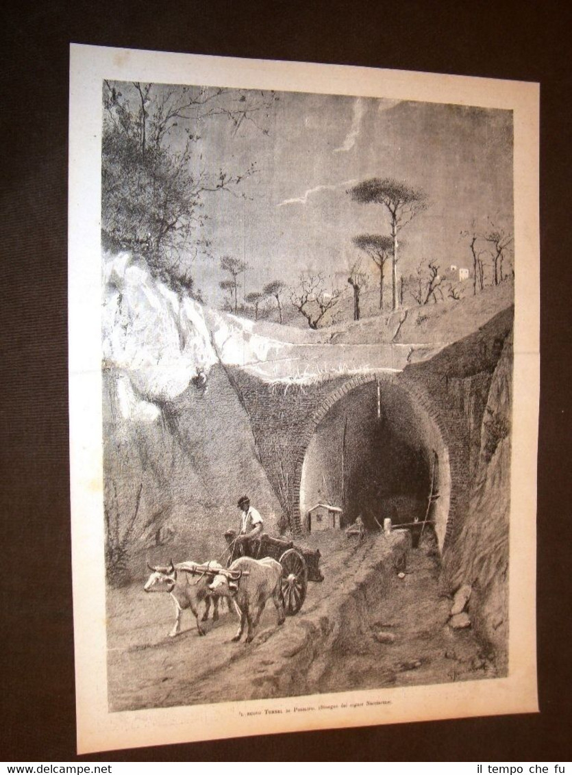 Rarissima Il nuovo tunnel di Posilipo o Posillipo nel 1883