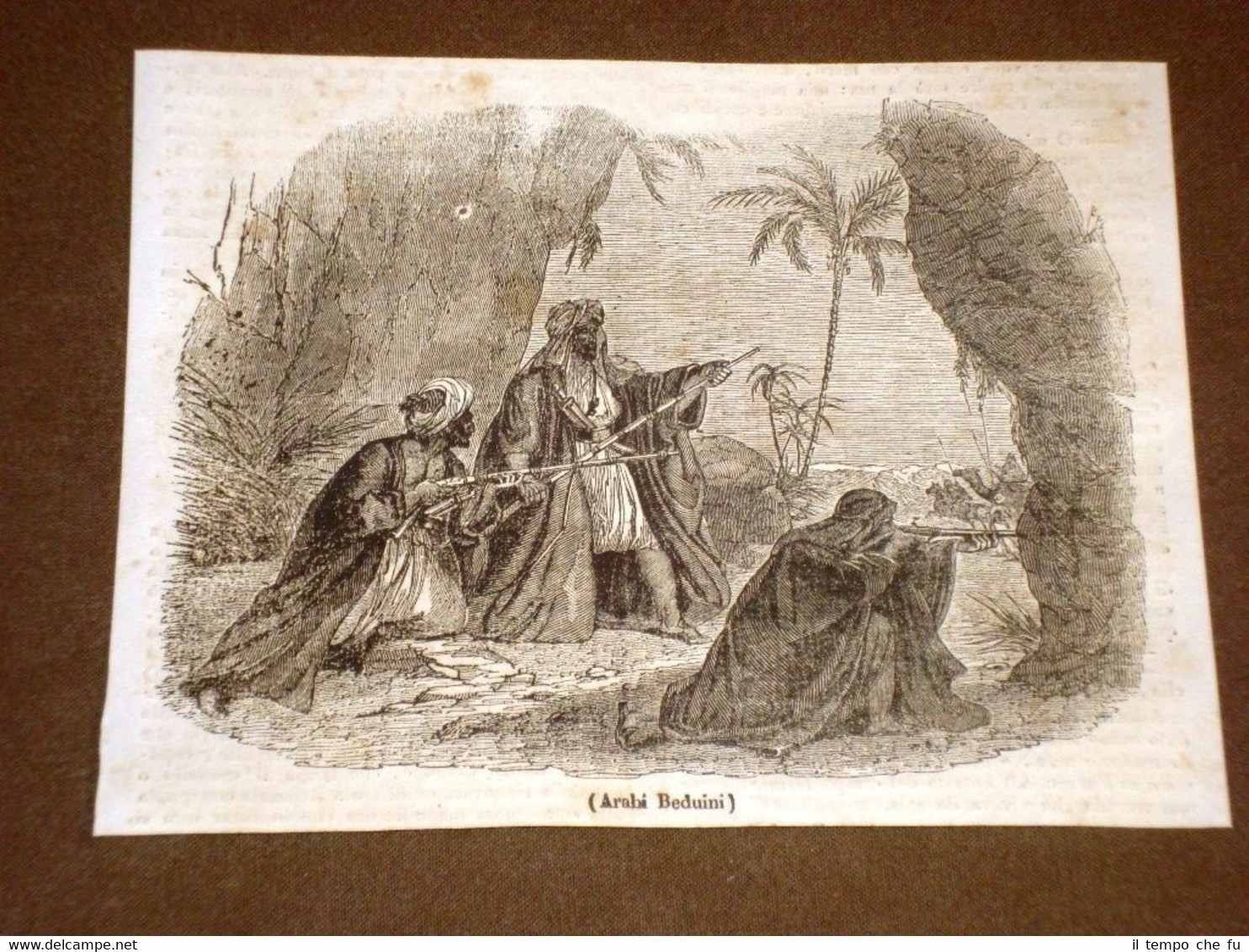 Rarissima incisione del 1836 Arabi beduini