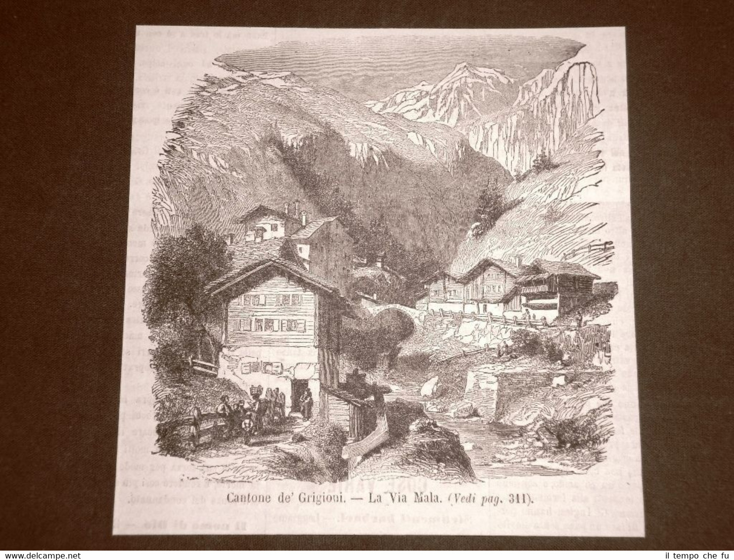 Rarissima veduta del Canton de' Grigioni del 1865 La Via …