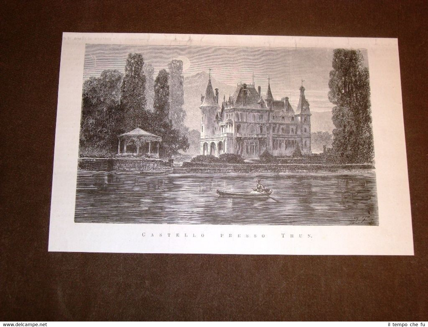 Rarissima veduta del Castello di Thun nel 1877 Svizzera