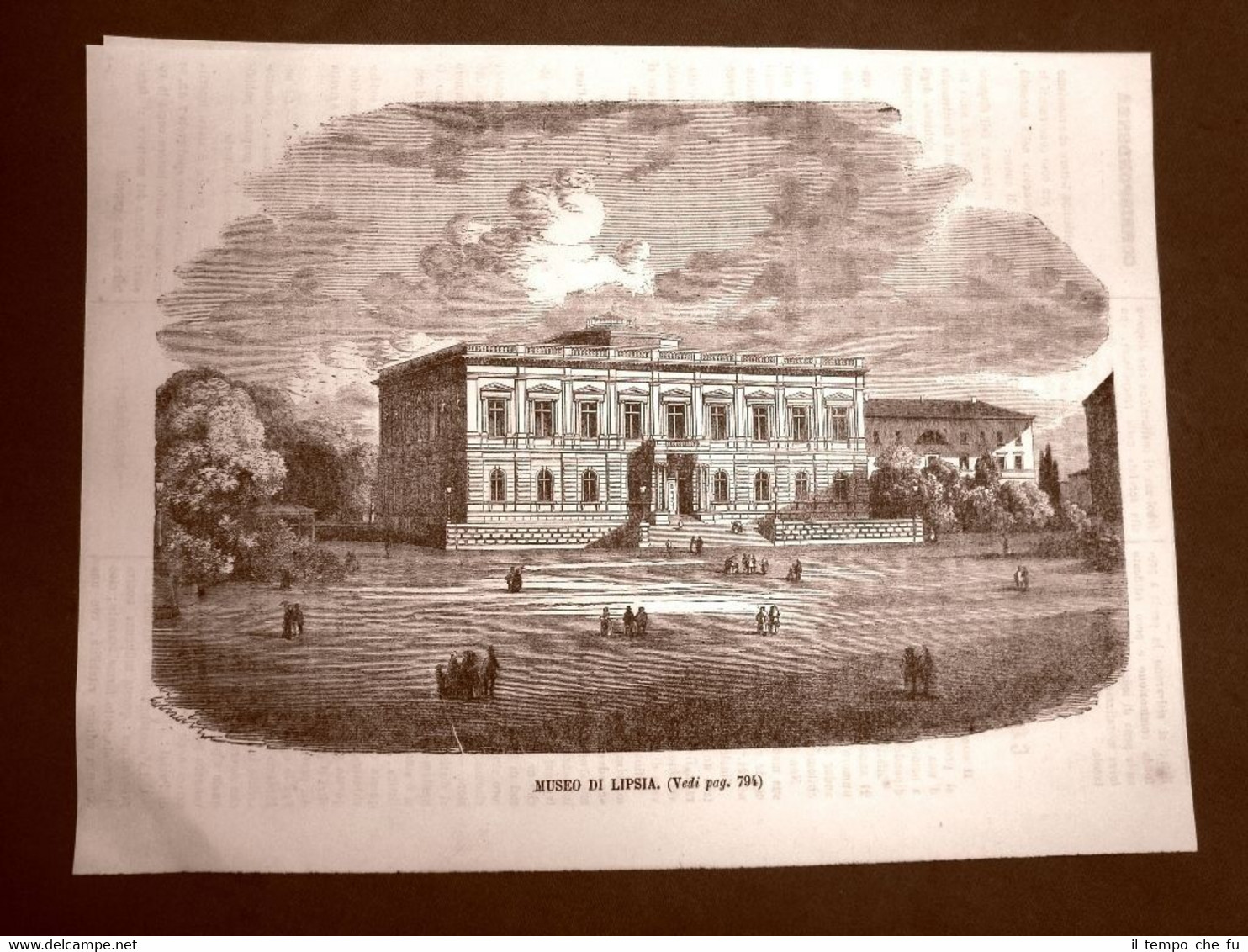 Rarissima veduta del Museo di Lipsia nel 1866 Sassonia Germania