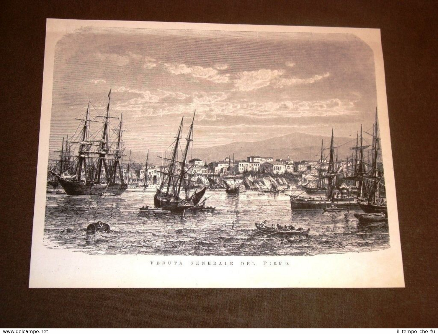 Rarissima veduta del Pireo nel 1877 Attica - Grecia