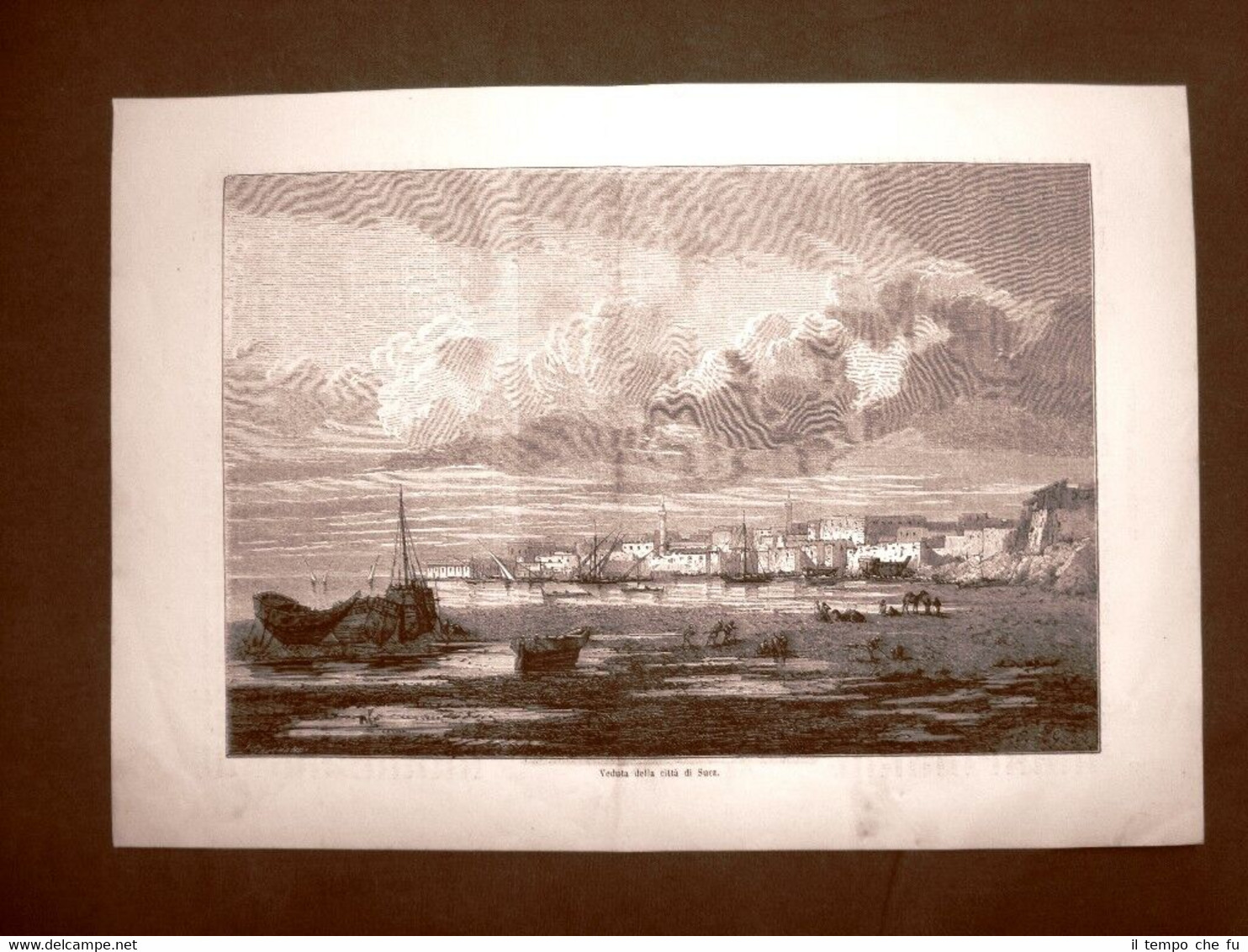 Rarissima veduta della città di Suez nel 1863 Egitto