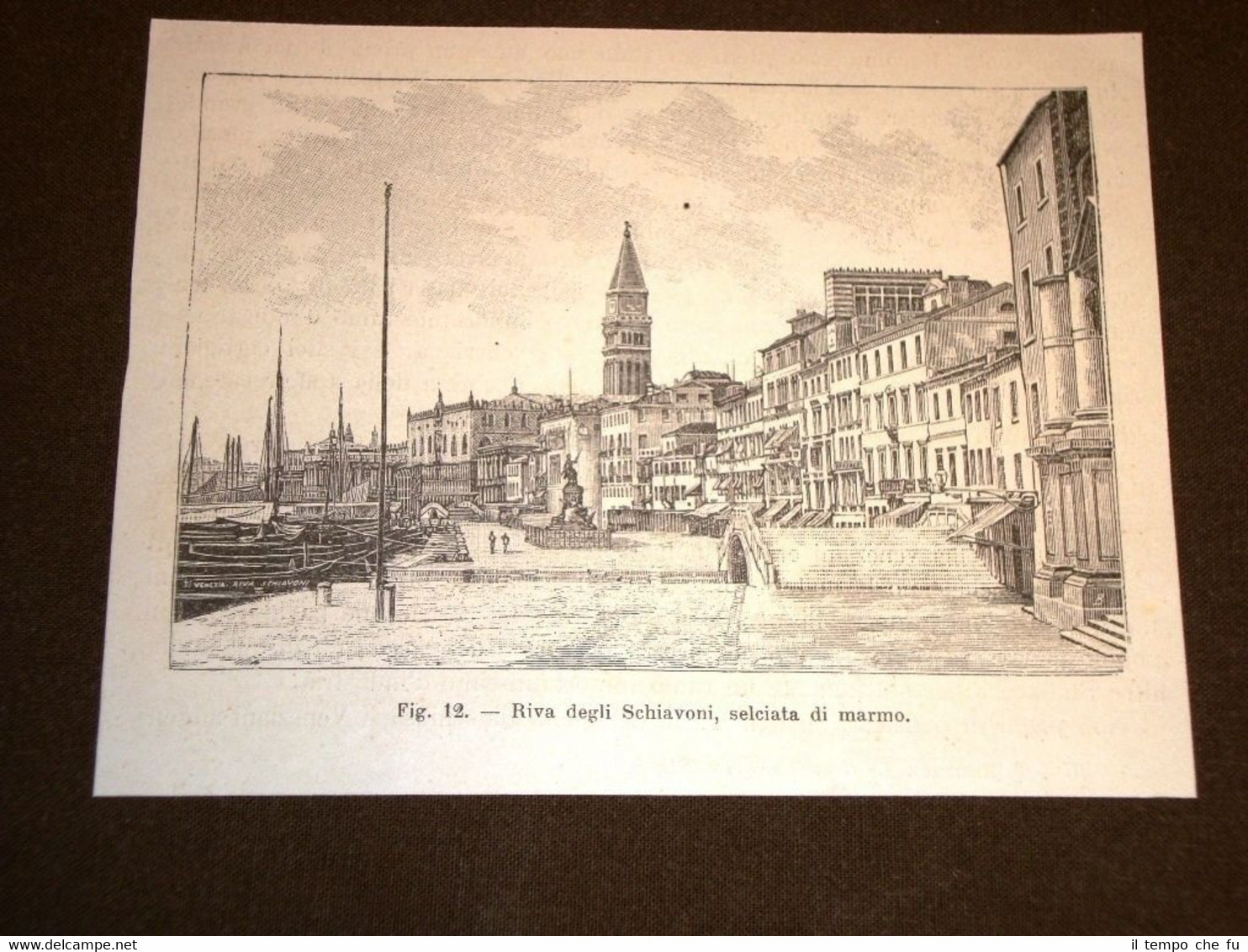 Rarissima veduta della Riva degli Schiavoni di fine 800 Venezia