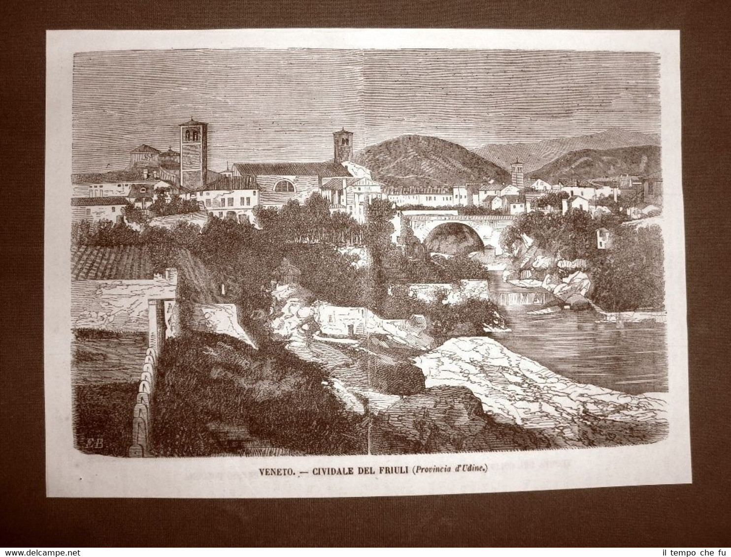 Rarissima veduta di Cividale del Friuli del 1866 Friuli Venezia …