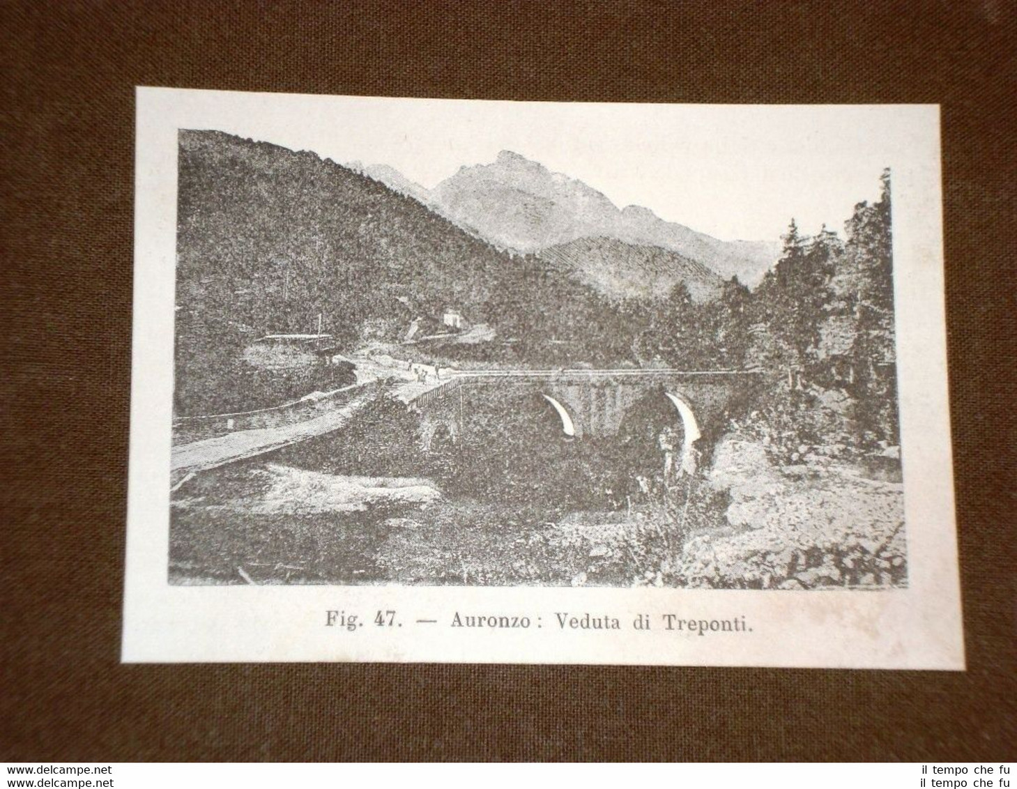 Rarissima veduta di fine '800 Auronzo - Veduta di Treponti
