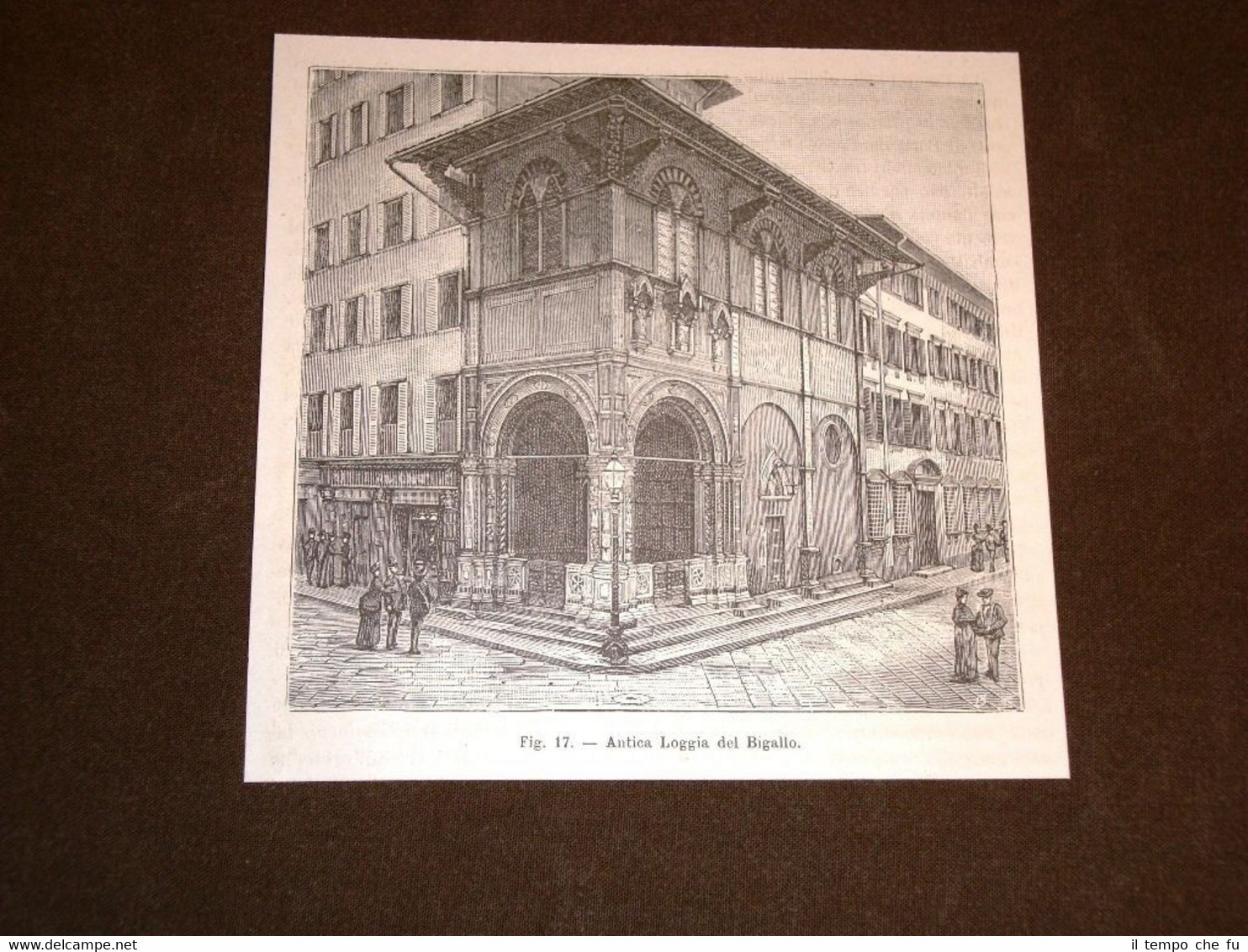 Rarissima veduta di Firenze nell'800 Loggia del Bigallo