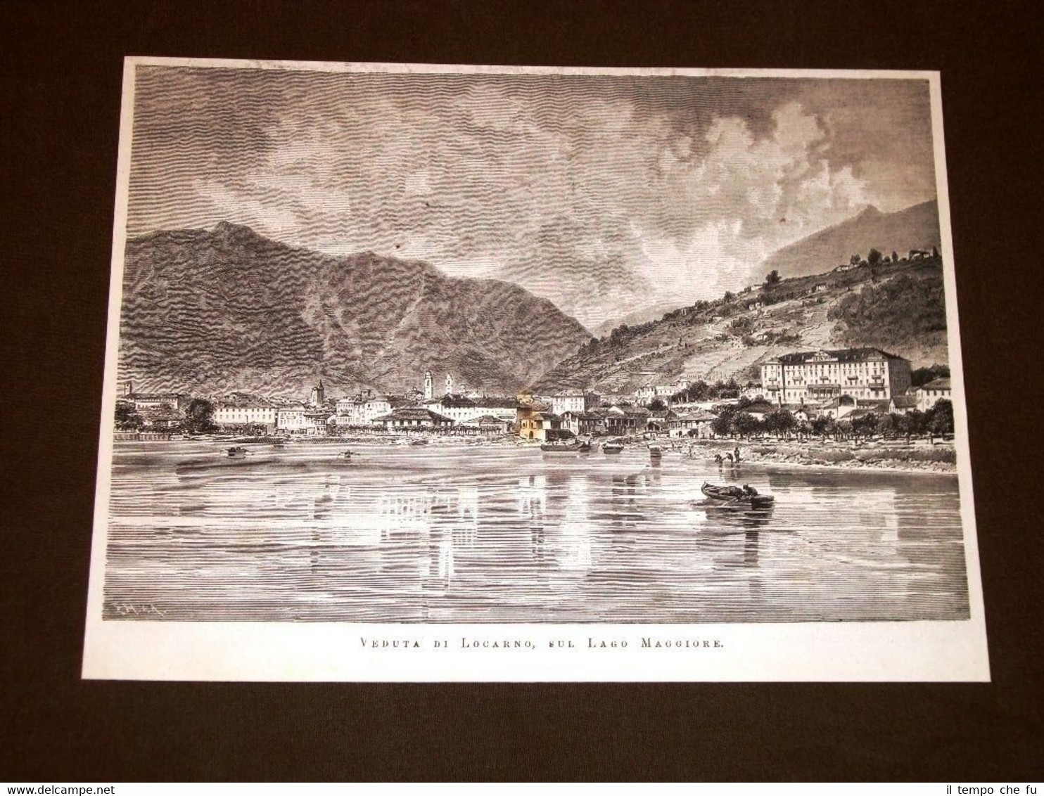Rarissima veduta di Locarno del 1879 Sul Lago Maggiore