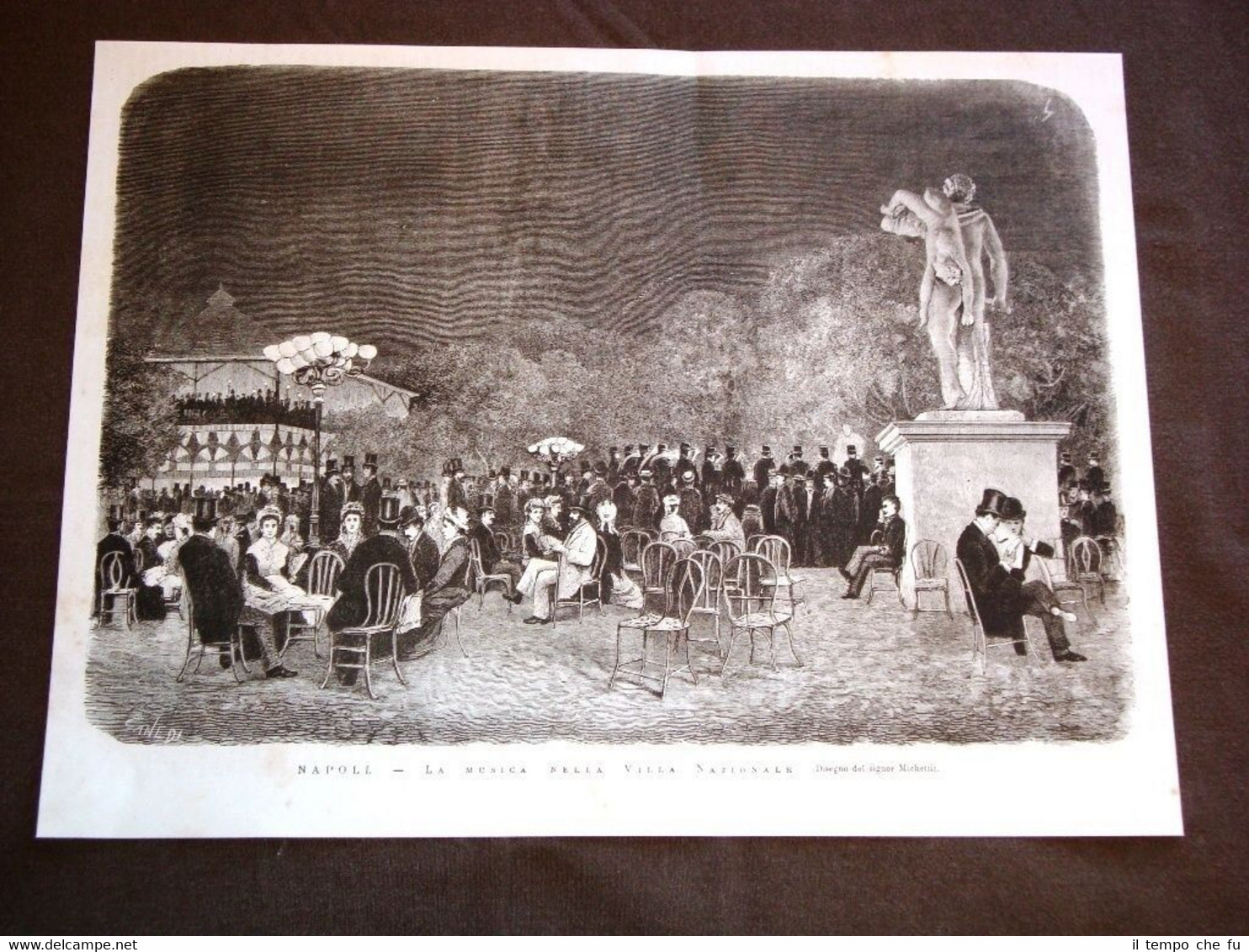 Rarissima veduta di Napoli nel 1876 La musica nella Villa …