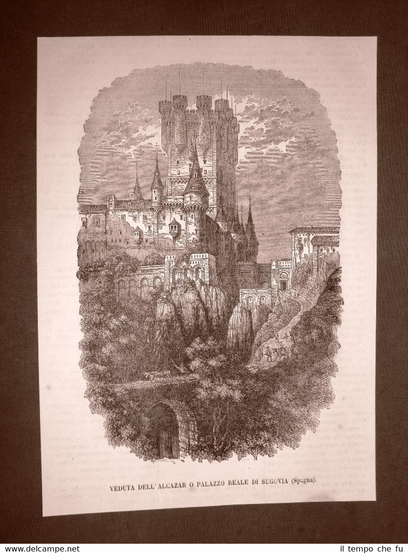 Rarissima veduta di Segovia nel 1866 Alcazar o Palazzo Reale …