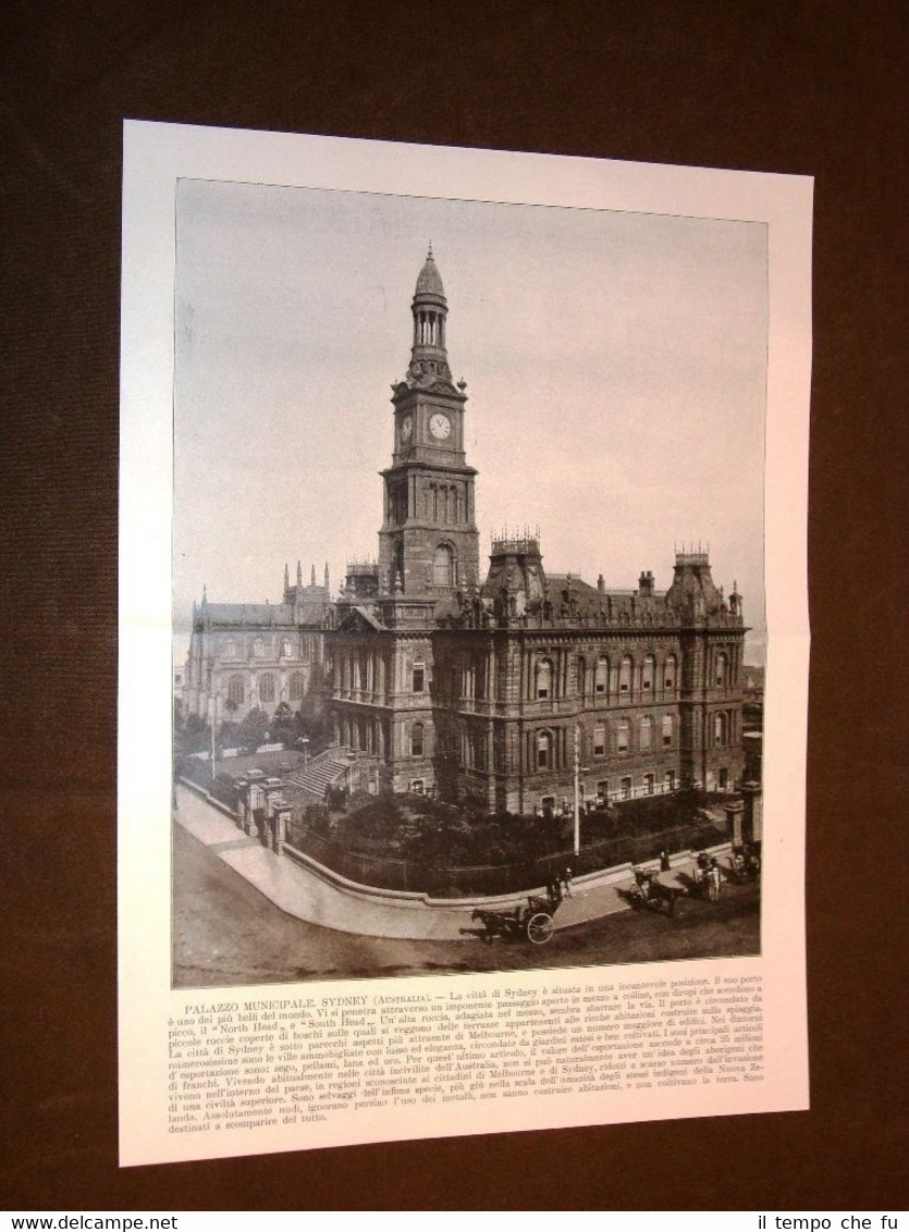 Rarissima veduta fine '800 Palazzo del Municipio di Sidney e …